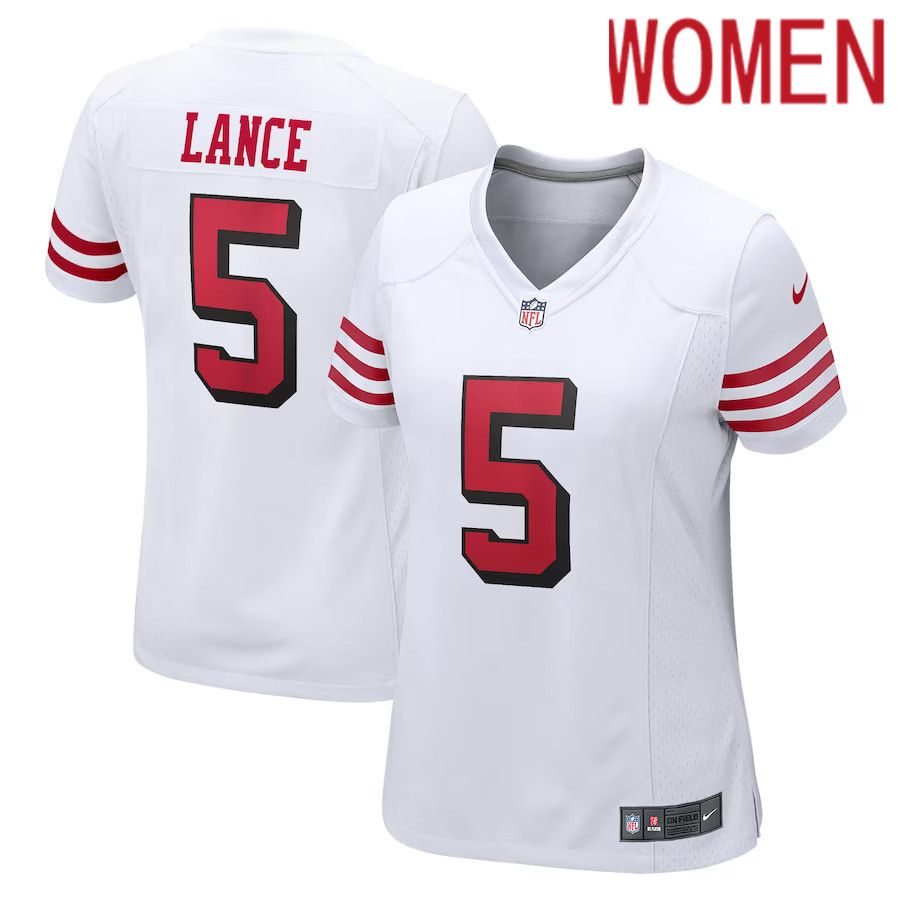 Women San Francisco 49ers #5 Trey Lance Nike White Alternate Game NFL Jersey